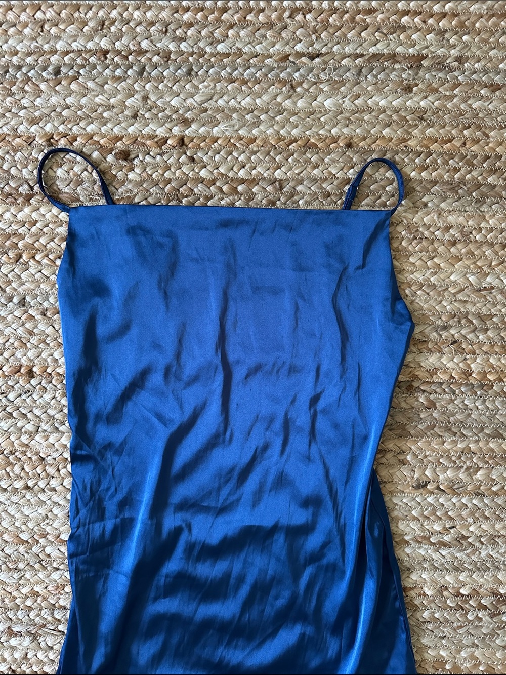 Blue Satin Slip Dress for Kids - Elegant Spaghetti Strap
